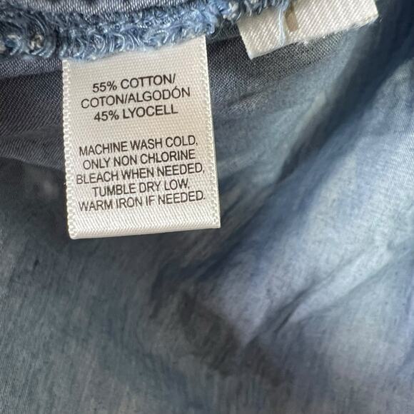 LOFT The Softened Shirt Cotton Lyocell Womens XS Blue Chambray Coastal Feminine - Picture 6 of 6